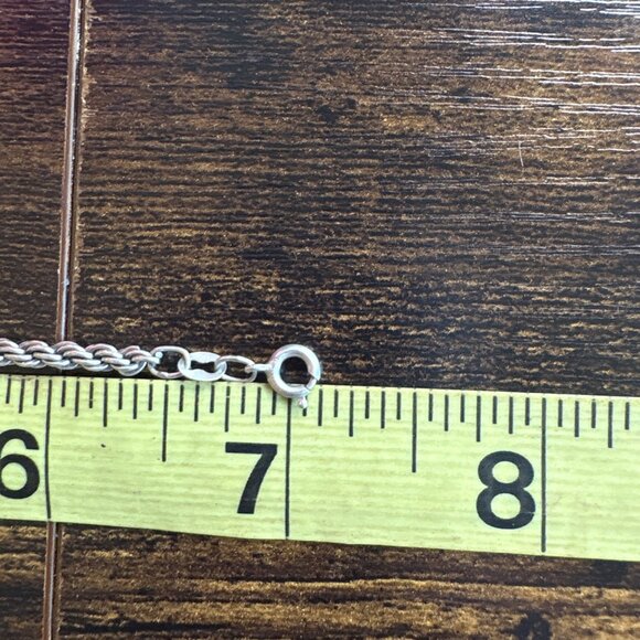VTG Sterling Silver 925 Rope Chain Bracelet Spring Ring Clasp Size 7" Length - Picture 6 of 7